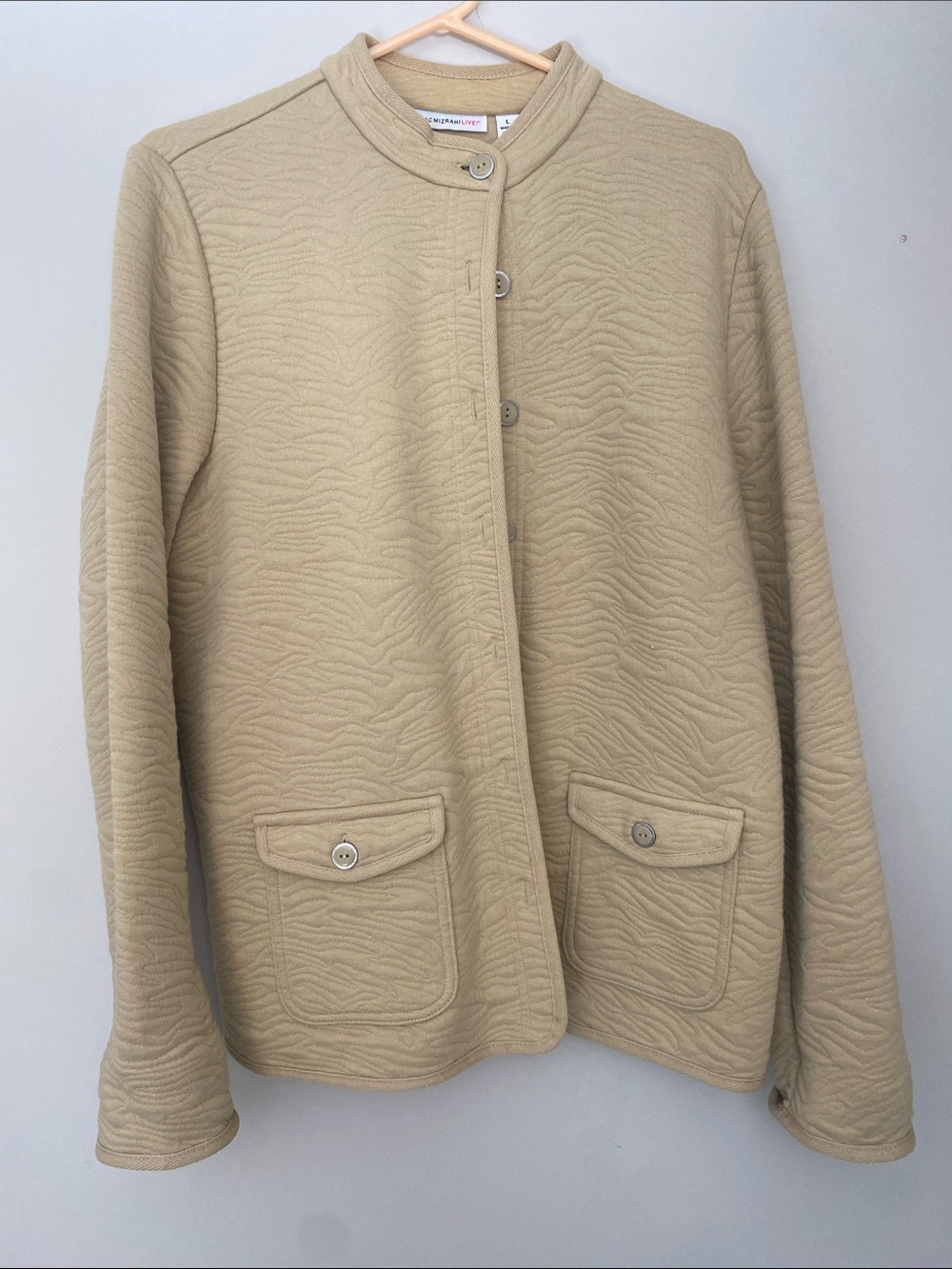 Isaac Mizrahi Quilted Button-Front Jacket - Beige